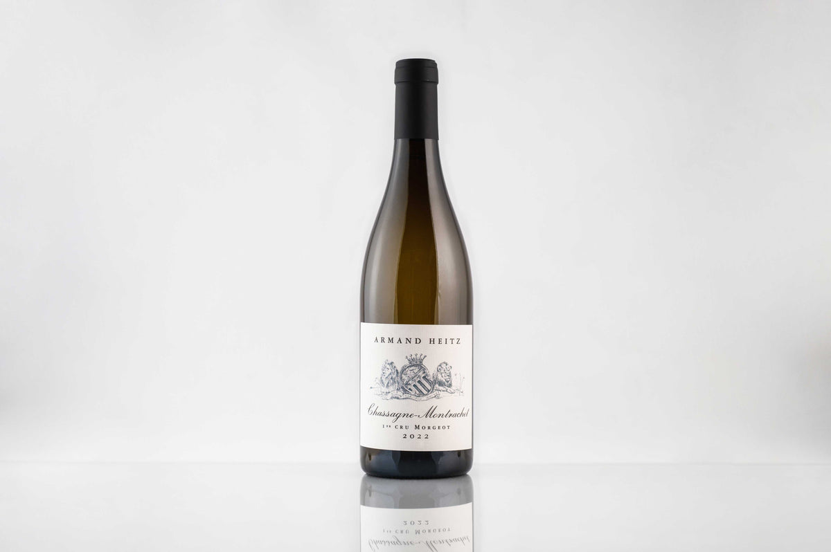Armand Heitz Chassagne-Montrachet 1er Cru Morgeot Blanc, illustrative bottle image featuring 2022. Wine offered: 2021, 75cl.