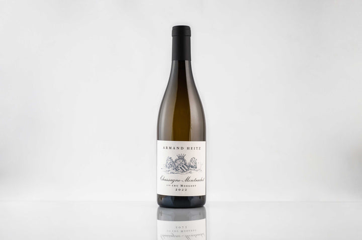 Armand Heitz Chassagne-Montrachet 1er Cru Morgeot Blanc, illustrative bottle image featuring 2022. Wine offered: 2021, 75cl.