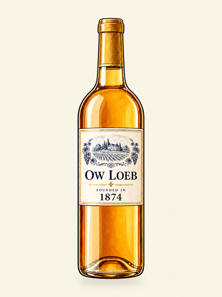 OW Loeb sweet wine illustration, founded 1874. Illustrative image.