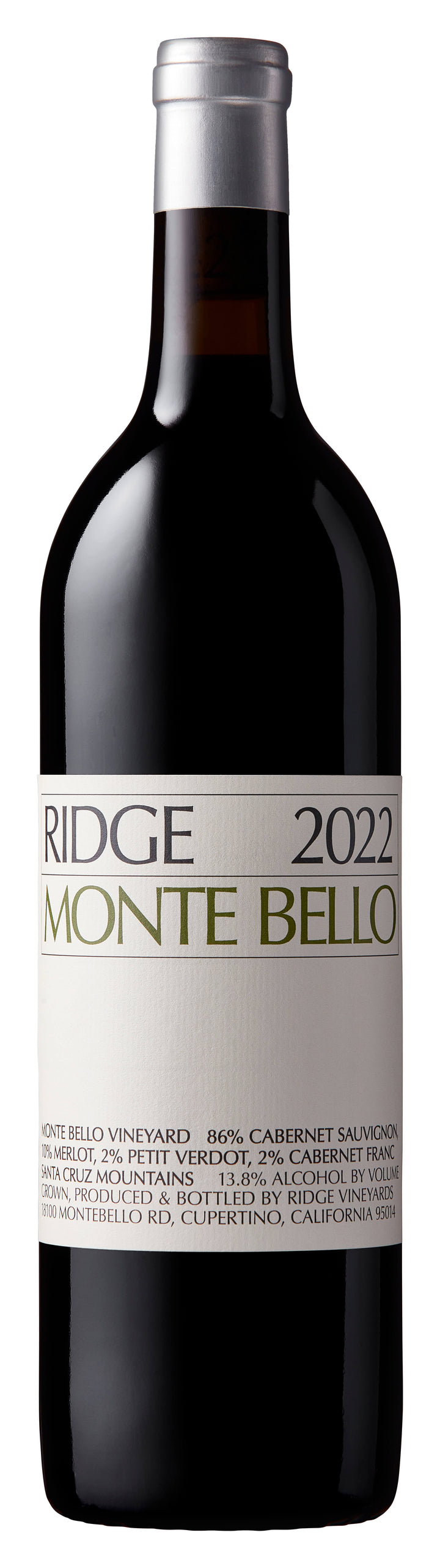 Ridge Monte Bello 2022 - official producer bottle photograph; listed bottle size applies.